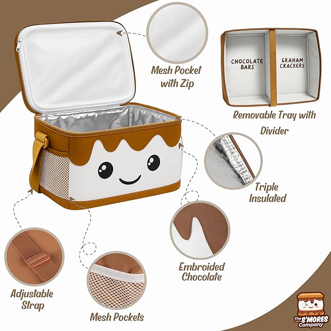 THE S'MORES COMPANY - S’mores Caddy with Tray Organizer, Smores Snackle Box Kit for S’mores Supplies, Camping Accessories
