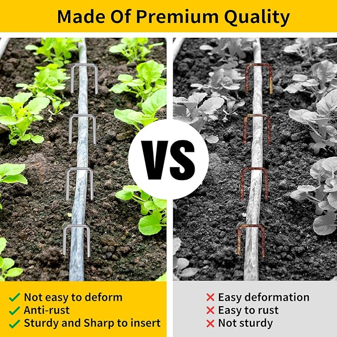 CEWOR 22 Pack Landscape Staples 6 Inch, Galvanized 11 Gauge Garden Stakes SOD Pins U-Shaped Tent Stakes Yard Plant Cover Stakes Ground Staples for Landscaping Fabric, Lawn, Turf, Fence