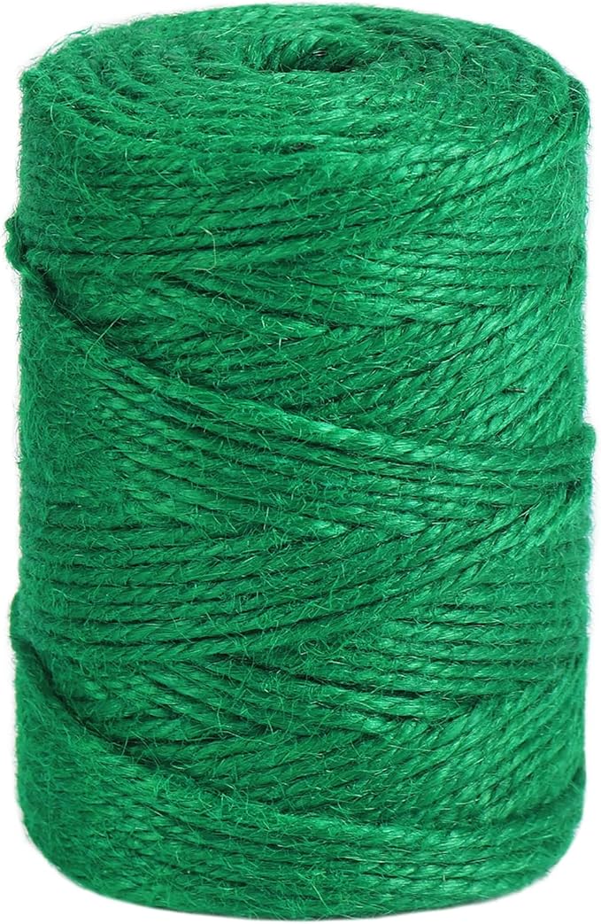 Tenn Well Jute Garden Twine, 328 Feet 3mm Heavy Duty Tomato Twine, Green Plant Ties for Gardening, Climbing Plants, Vegetables, Crafting
