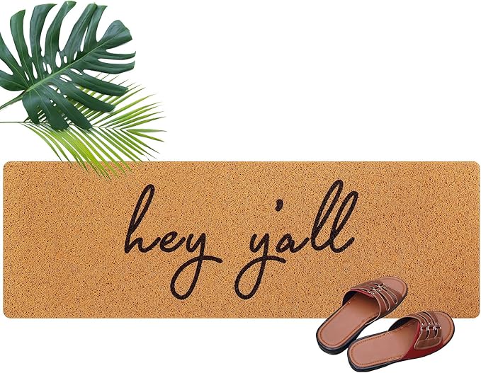 Long Doormat 48''x16'' Front Door Mat for Entrance Inside Outdoor Large Decorative Door Rug Welcome Mat for Outside Home Entry(Hey Y'all,Yellow)