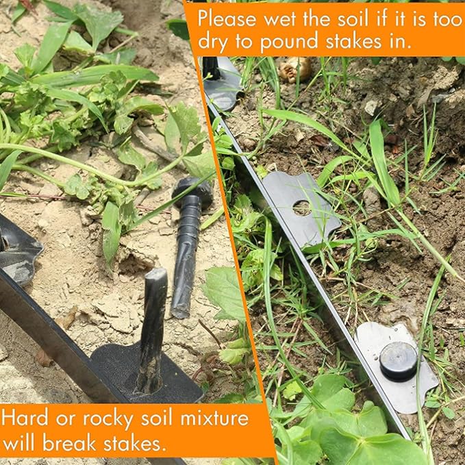 Landscape Edging Stakes, 100 Pcs 8" Plastic Garden Spikes, Spiral Nylon Anchoring Spikes for Paver Edging, Weed Barriers, Artificial Turf, Tent, Grass Pathway and More, Black