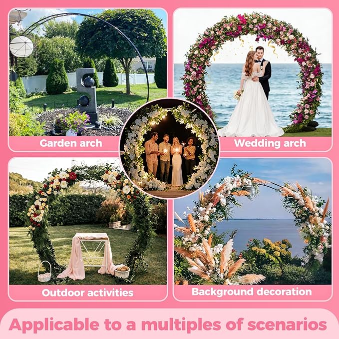 Large Metal Garden Arch Trellis,Wedding Arch. 8*7Ft. 19mm Heavy-duty Pipe, Arch Frame for Party Decorations,Balloon Arch.Garden Arbor Arch Trellis for Climbing Plants, With Base,Ground Stakes Sandbags