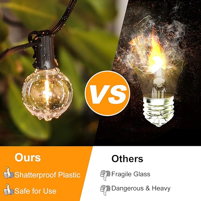 Bosceos 80FT Outdoor G40 LED Globe String Lights Dimmable Waterproof Shatterproof Light Strings with 40 Bulbs Connectable Commercial Hanging Lights for Christmas Patio House Backyard Balcony Party