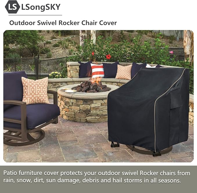 Outdoor Swivel Lounge Chair Cover 2 Pack,35 W x 37 D x 38.5 H inches,100% Waterproof Heavy Duty Outdoor Chair Covers,Patio Furniture Cover for Swivel Patio Lounge Chair,Black