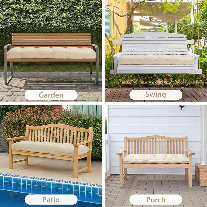 4" Thick Outdoor Bench Cushion 59x18x4 Inch, Waterproof Patio Furniture Cushions, Bench Seat Cushion for Porch Swing, Window, Indoor