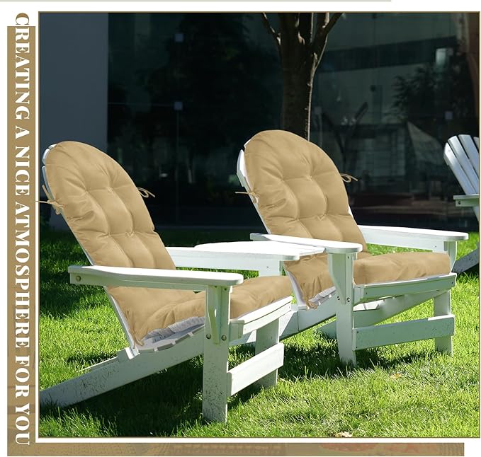 Geelin 2 Pcs Adirondack Chair Cushion High Back Patio Rocking Chair Cushion 44 x 19 x 4 Inch Tufted Weather Resistant Fade Resistant Seat for Patio Rocking Seat