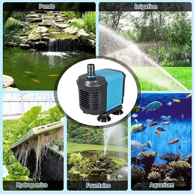 LYPHARD AQUARIUMS 65W Submersible Water Pump Flow 770GPH, High Lift 8.2ft, Ultra Quiet Pond Pumps Aquarium Pump for Fish Tank, Hydroponics, Outdoor Fountain