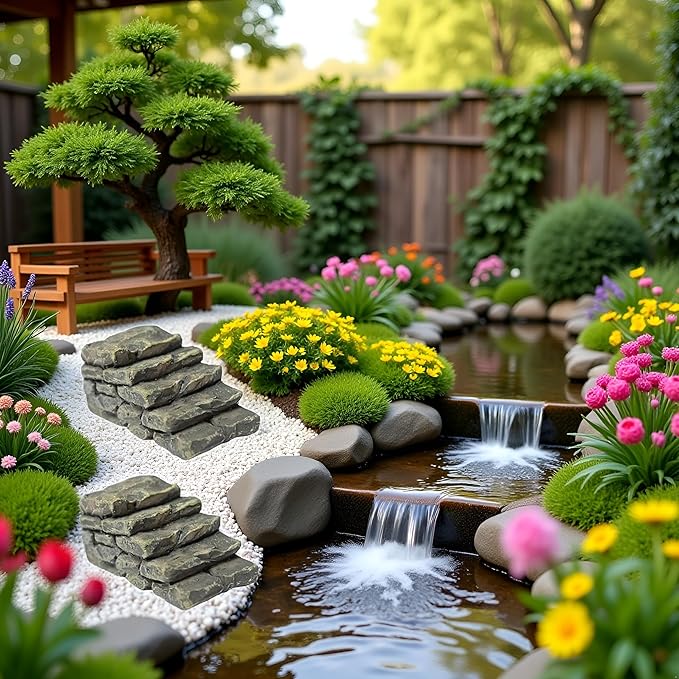 Mini Resin Bridge Stair Stone Straight Bridge Stairs Stone Steps Garden Fairy Ornament Flower Pot Plant Micro Landscaping Decor Bonsai Craft Straight Stairs Outdoor Statues Outdoor Decor