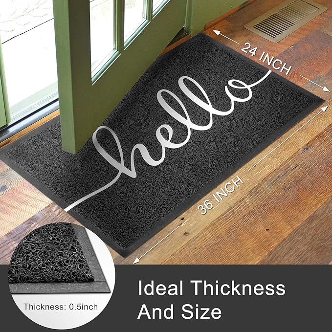 KILOCOCO Front Door Mat Hello Doormat Welcome Mats Outdoor Mat Low Pile Entrance Non-Slip Outdoor Doormats High Traffic Area Rubber Backed Entry Rugs for Kitchen Indoor,24"x36"