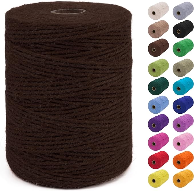 JeogYong 2mm Jute Twine String 656 Feet Natural Thick Garden Hemp for Crafts, Heavy Duty Outdoor, Gardening, Gift Wrapping, Plants, Packing Materials (Coffee)