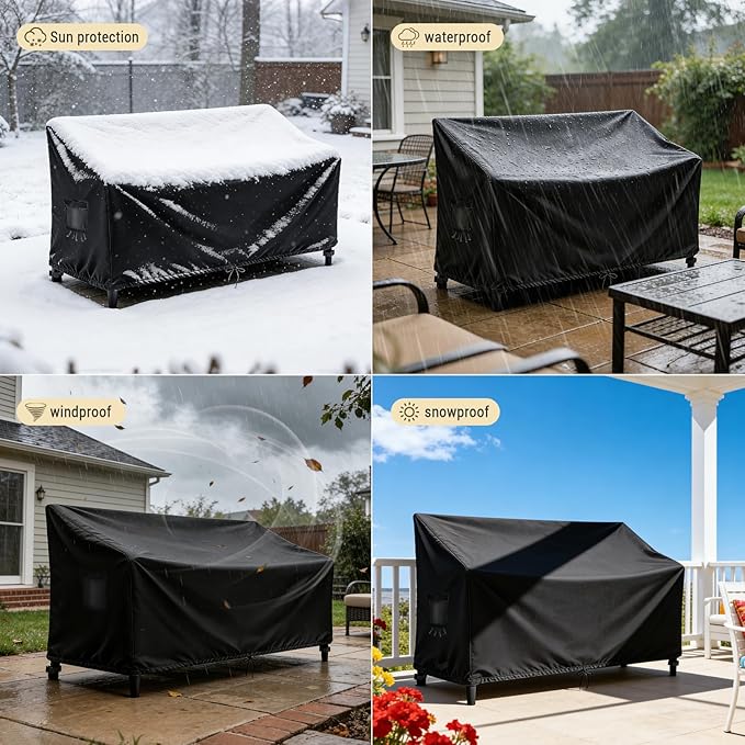 Outdoor Couch Cover Waterproof, Outdoor Sofa/Loveseat/Patio Furniture Cover - 70"W x 30"D x 35"H