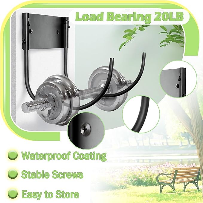 AJART Hose Holder Wall-Mount Outside: Heavy Duty Metal Outdoor Storage with Rustproof - Water Hose Hanger for Garden/Yard/Fence/Patio/House - 1 Pieces