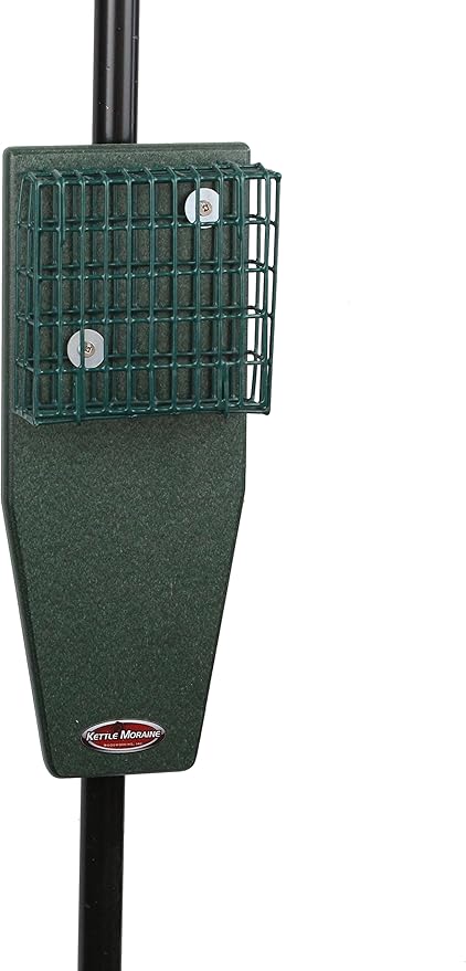 Kettle Moraine Recycled Pole Mount Single Suet Cake Feeder w/ Woodpecker Tail Prop