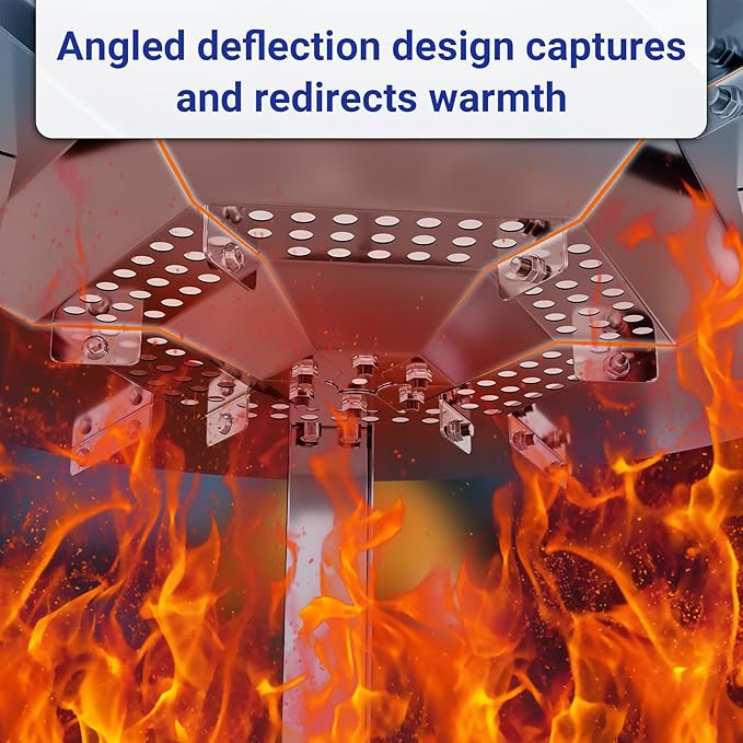 Heat Deflector Fit for Solo Stove Ranger 15", 304 Stainless Steel Heat Diffuser for Ranger Fire Pit with Grill Gloves & Fix Hoop, Capture and Redirect Warmth, Camping Accessory
