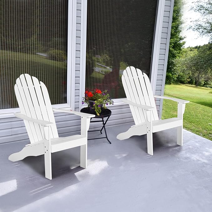 Tangkula Adirondack Chair, Acacia Wood Adirondack Lounger Chair, Outdoor Armchairs with Slatted Seating, Weather Resistant