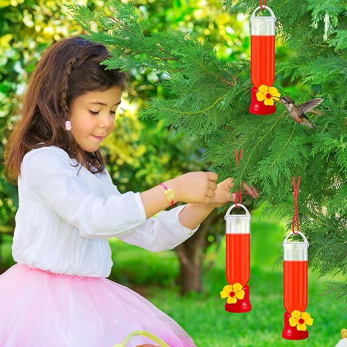 Sunnyray 10 Pack Small Hummingbird Feeder for Outdoors Mini Plastic Feeders with S Hook and Cleaning Brush for Outdoors Window Hanging