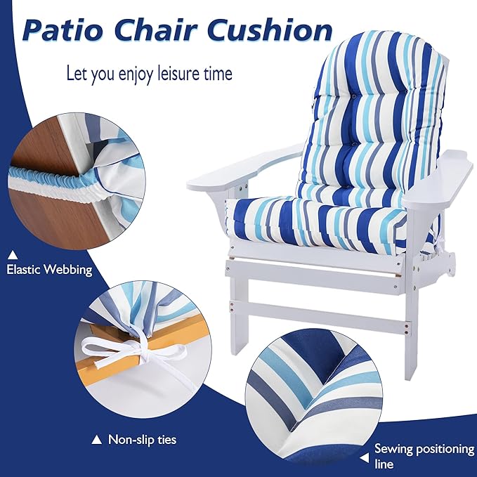 Enipate Weather Resistant Adirondack Chair Cushions Set of 2, High Back Rocking Chair Cushion, Indoor Outdoor Patio Tufted Thicken Lounge Cushion Seat Pads