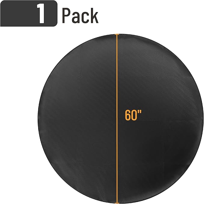 UNCO - Nonstick Grilling Mats 60 Inch, Round Fire Pit Mat, 60", Black Double-Sided Fireproof Design, Reusable, Portable, 3 Layers, Waterproof & Easy to Clean, Grill Matt for Outdoor