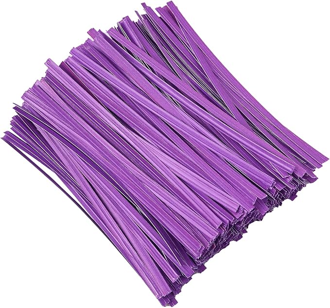 Tangyinrd 500 Pcs 5" Purple Paper Twist Ties, for Party Cello Candy Bread Coffee Bags Cake Pops
