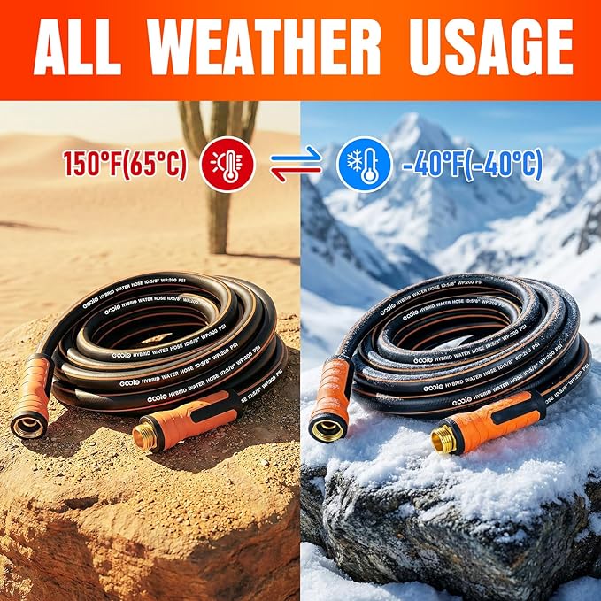 Short Garden Hose 10 ft x 5/8", Heavy Duty Small Flexible Water Hose, Kink Resistant Lightweight Hybrid Hose, Leakproof Yard Hose with Male to Female Fittings