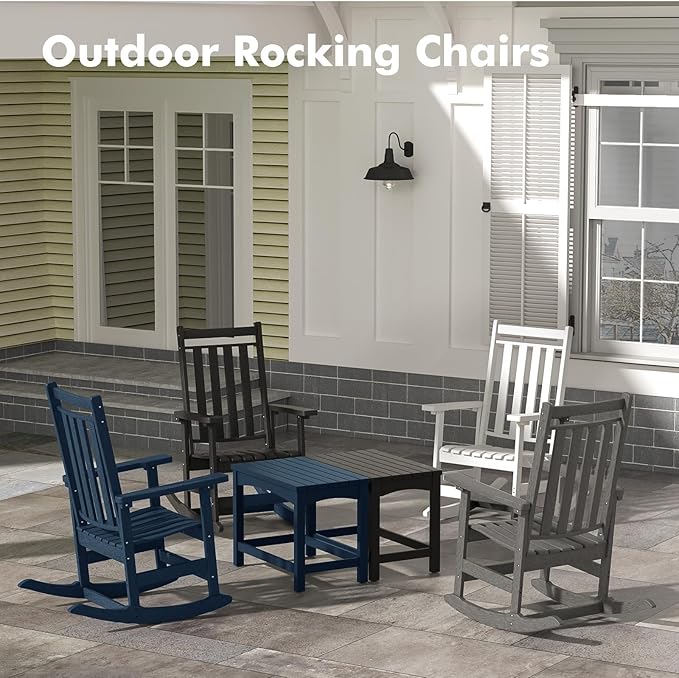 Oversized Outdoor Rocking Chairs Set of 2,All Weather Rocker Chair with More Comfortable Seat Panel for Porch Patio Outside(Grey)