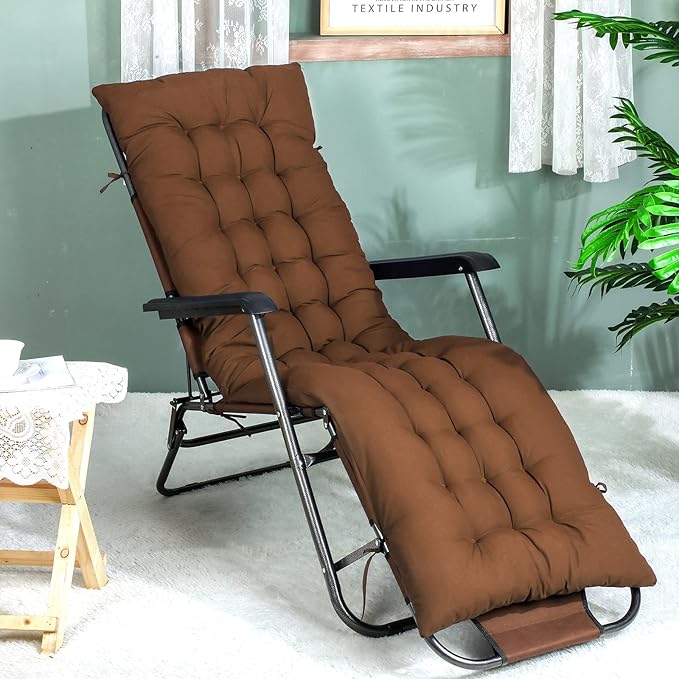 Bucherry 67 x 19 Inch Chaise Lounge Cushions Soft Lounge Chair Cushion Gravity Chair Cushion Sofa Lawn Furniture Cushion Pad with 6 Tie for Outdoor Indoor Patio Home Without Headrest (Coffee,2 Pcs)