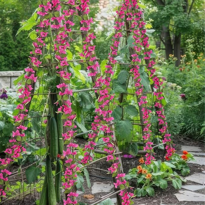 Artificial Bougainvillea Flowers Garland Silk Bougainvillea Vines UV Resistant Realistic Faux Hanging Flowers Plants for Outdoor Outside Summer Decor Porch Patio Balcony Yard Wall Rose Red