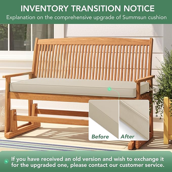 Outdoor Bench Cushion: Waterproof and Fade Resistant Patio Furniture Cushions - Non-Slip Bench Pad Cushion with Removable Cover for Garden Swing Porch Sofa Settee, 42 x 18 Inch, Beige