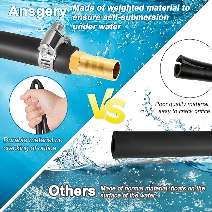 ⅜ inch Self Sinking Aeration Hose,100 Feet Pond Aerator Hose Kit with 4 Copper Menders and 8 Stainless Steel Use for Aquaculture,Garden and Lake Aeration of Aeration and Water Re-circulatio