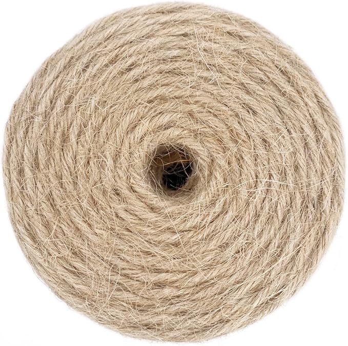 500FT Jute Twine Rope 3mm Natural Thick Garden Twine String Heavy Duty for Gardening Bundling Crafts Arts Gift Wrapping Packing Material Wedding Christmas Decoration Bulk