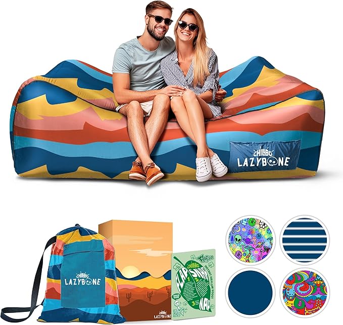 Chillbo Lazybone Inflatable Lounger - Ultimate Inflatable Couch for Maximum Chill - The Perfect Blow Up Couch for Music Festivals Or Lounger for Camping