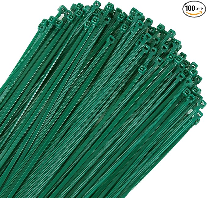 4 inch 3mm Dark Green Nylon Garden Cable Zip Ties Self Locking Cable Ties Twist Ties, Multi-Purpose Cable Tie(100 Pcs)