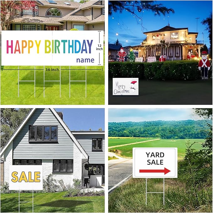 Blank Yard Signs with Stakes, GRS Certified 6 Pack 17x12 Inches Corrugated Plastic Lawn Signs Sheets, Double Sided Custom Sign for Home Front Door Outdoor, for Sale, Garage Sale, Yard Sale