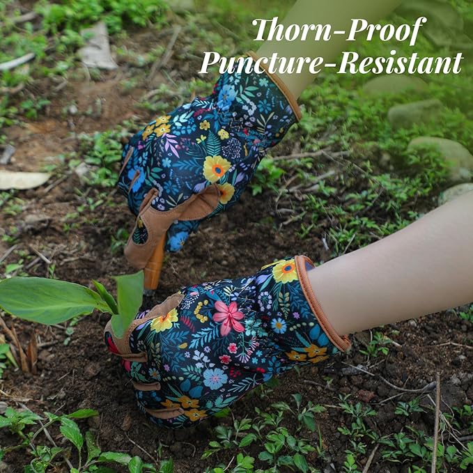 Tavaleu Gardening Gloves for Women, Thorn Proof Puncture Resistant Leather Garden Gloves, Breathable Working Gloves
