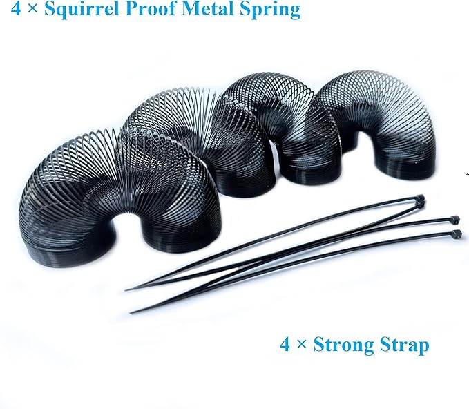 4 Pieces Squirrel Proof Metal Spring Barrier Device Spring Guard Baffle Accessories Outdoor Bird Feeder Protects Hanging Spring Type Coil Poles Raccoon Proof (Black，1.4“)