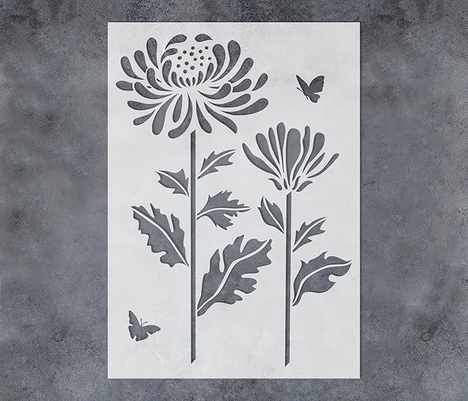 GSS Designs Large Daisy Stencils 16x24Inch Flower Stencils for Painting on Wood Canvas Paper Fabric Floor Wall Furniture Reusable Daisy Wall Stencils for Fence Garden Decor