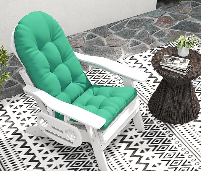 Adirondack Chair Cushion, Thickened Patio Chair Cushions with Ties, Waterproof and UV-Protected Rocking Chair Cushion for Indoor and Outdoor, Green.