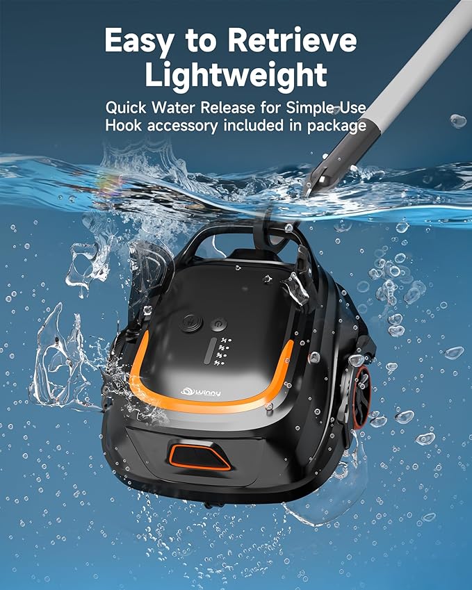 (2026 Upgraded) A1 Cordless Robotic Pool Vacuum for Above Ground Pools, 120-Min Runtime, Powerful Suction with 180µm Dual Filtration, LED Indicator & 2.5h Fast Charging