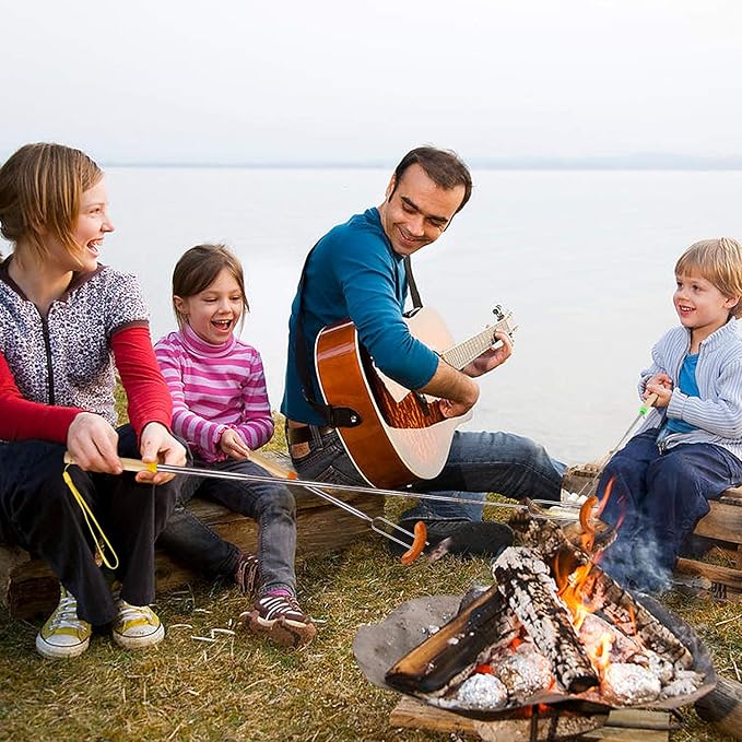 Marshmallow Roasting Sticks 8 pcs Hanging Telescoping Smores Skewers 32 Inch BBQ Forks Campfire Tools