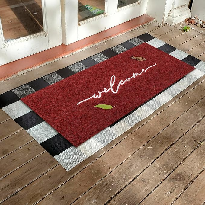 AAZZKANG Doormat Decorative Outdoor Mat Large 18"x48" with Non Slip Rubber Backing Ultra Absorb Mud Easy to Clean Outside Inside Doormat