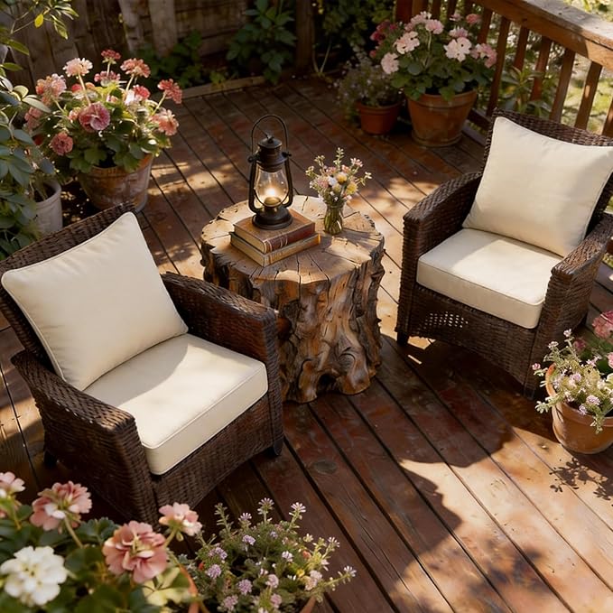 COZYVIDA Outdoor Deep Seat Cushion Set of 2, 22"x24" Seat & 23"x19" Back, C0 Water-Resistant Breathable Fabric, UV-Resistant 1000+ Hrs, 30D Foam with Recycled Fiber Fill,Beige