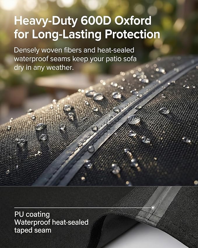 Square Waterproof Patio Ottoman Cover, 600D Heavy Duty Outdoor Furniture Cover with Windproof Buckles Air Vents, All-Weather Protector for Patio Ottoman or Outdoor Side Table 22 x 22 x 18 Inch, Black