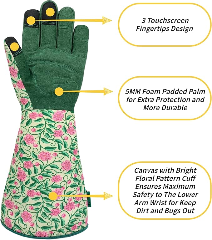 Thorn-proof Gardening and Garden Gloves,Durable Long Rose Yard Work Glove,Gifts for Men Women,Touchscreen