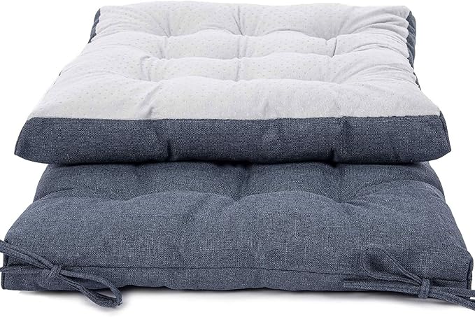 Rocking Chair Cushions Comfortable Tufted Seat Cushion Pads Non-Skid Backed Set of Backrest Cushion and Seat Bottom for Porch Rocker Adirondack Chair (Navy, Backrest-24X17,Bottom-17x17)
