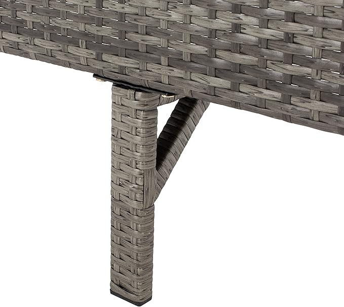 SAFAVIEH Outdoor Collection Cam Grey Brown Wicker/White Cushion Adjustable Chaise Lounge Chair, Black/Beige (PAT7501C)