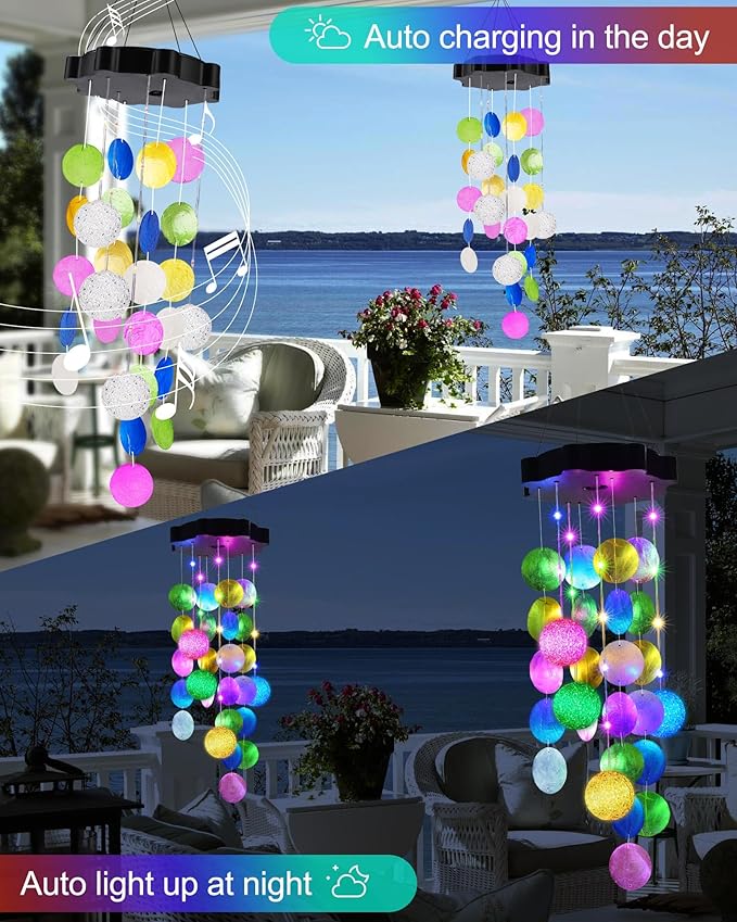 Solar Shell Gift for Mom Grandma Girls, Paster Solar Wind Chimes Waterproof for Outside, Outdoor Decorative Mobile Lights for Garden, Yard, Patio, Window, Party, Outdoor Decorations（Pastel Color）