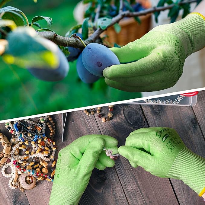 Schwer 12 Pairs Gardening Gloves, Water-based PU Coating, Ultimate Environmental Safety, Comfortable and Breathable Garden Gloves for Men and Women, Working Gloves for DIY, Outdoor Activities, XL