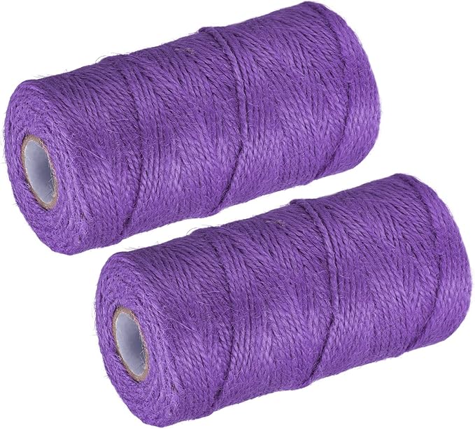MECCANIXITY 328 Feet Garden Twine, 2mm Craft Jute Twine String Jute for Artwork, DIY Crafts, Gift Wrapping, Purple Pack of 2