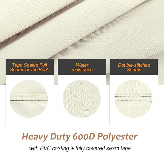 NettyPro Waterproof Patio Chair Covers 2 Pack, 600D Heavy Duty Outdoor Seat Cover, 26W x 28W x 28H inch, Beige