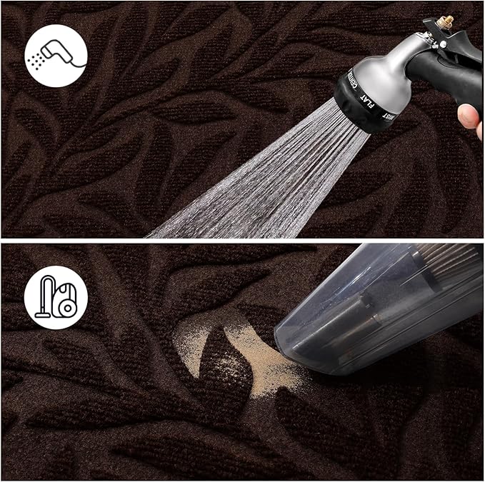 Smiry Front Door Mat Indoor Outdoor Entrance, Heavy Duty Natural Rubber, Trap Dirt and Moisture, Non-Slip Doormats, Low Profile, Easy Clean Patio Porch Entryway Mat, 29.5x17, Dark Brown